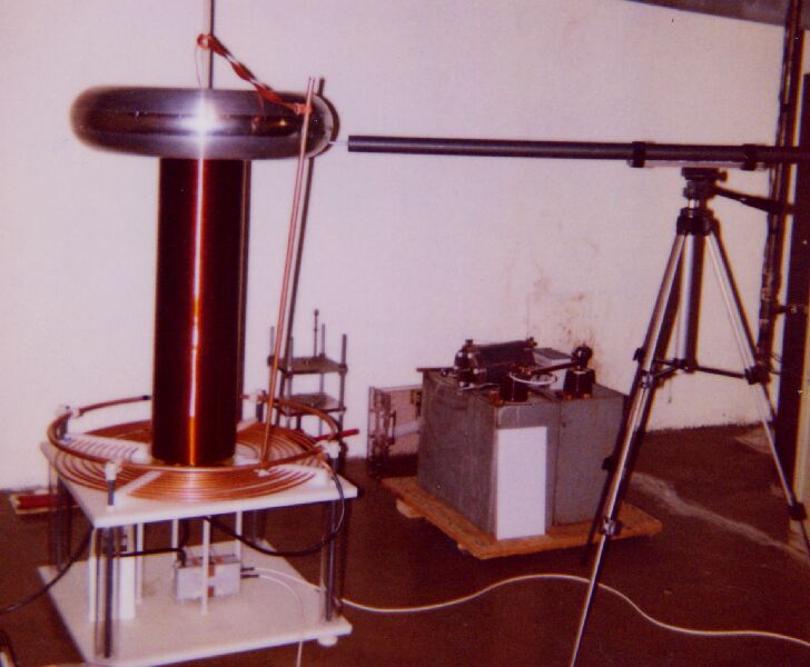 Oscilloscope probe and Tesla coil.